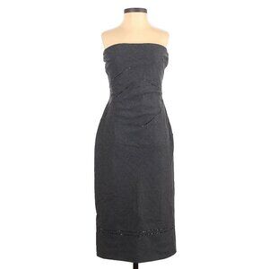 NWT Iceberg Gray Wool Silk Blend Luxury Beaded Fitted Strapless Dress
